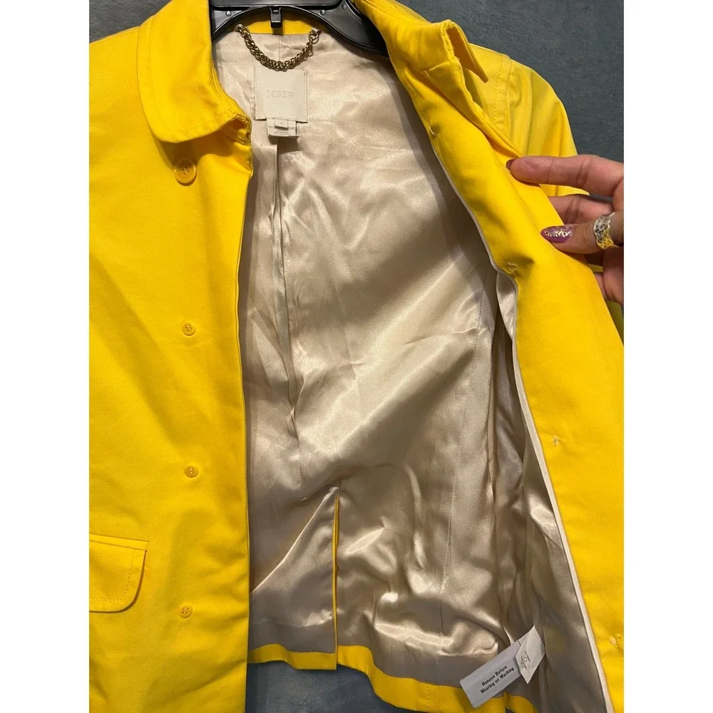 J Crew Yellow Faux Double Breasted Jacket 4 Cotton Spring Mod Preppy Coat Open - Picture 2 of 7